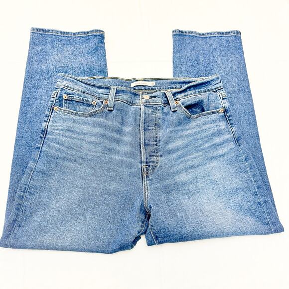 Levi's Wedgie Straight Button Fly Denim Jeans Size 32 x 28 - Picture 4 of 9